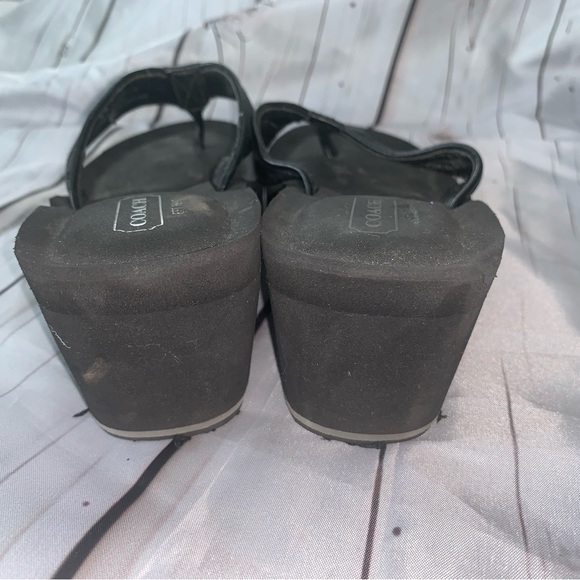 ☀️ Coach Jaicee Black Wedge Thong Flip Flops - Picture 4 of 10